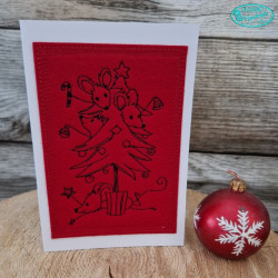 Stickdatei - ITH Postkarte Weihnachtsmaus